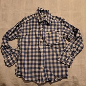 Carter's boys 3T blue and white gingham plaid button up shirt